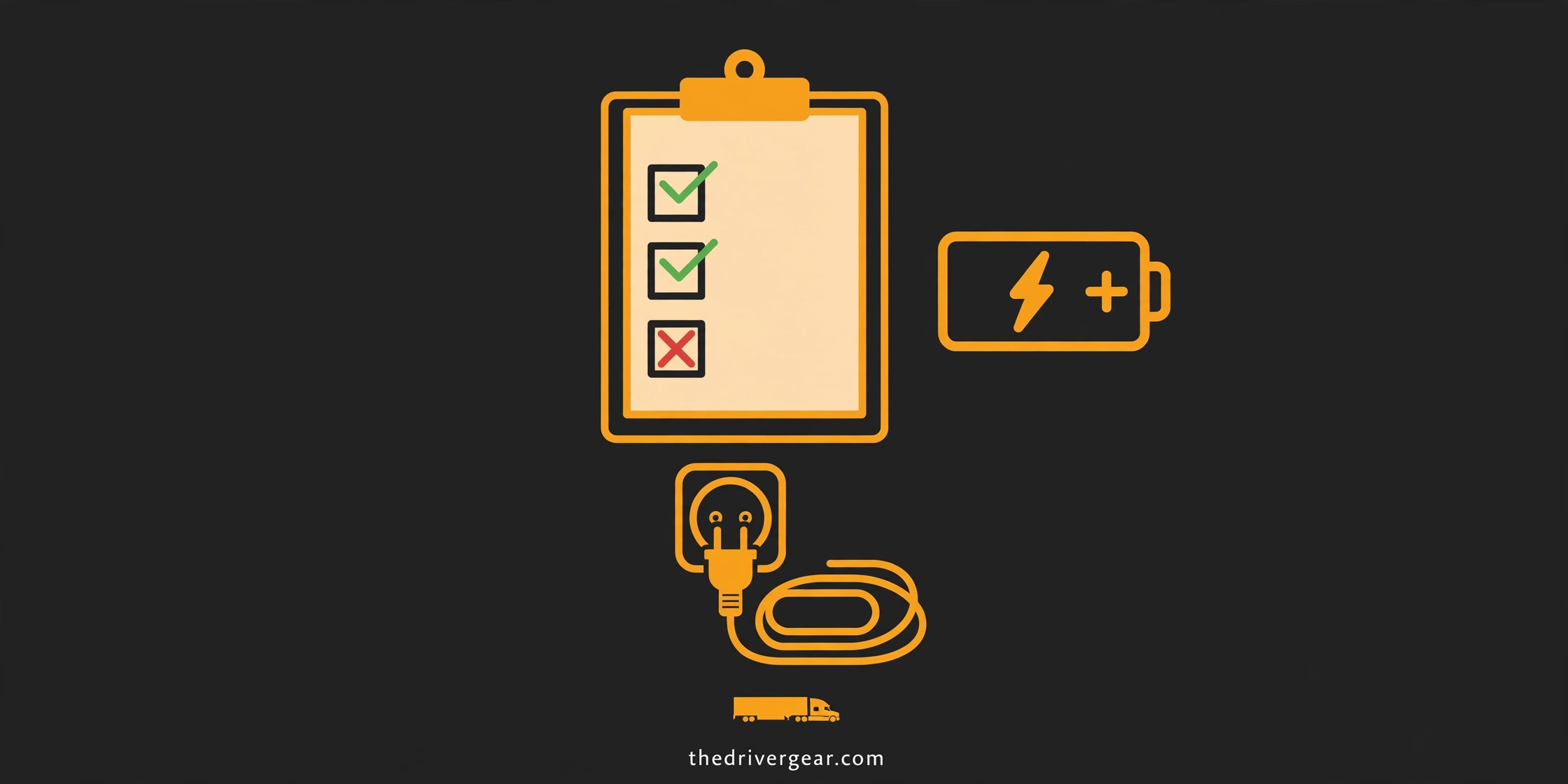 Illustration of a 12V outlet safety checklist clipboard
