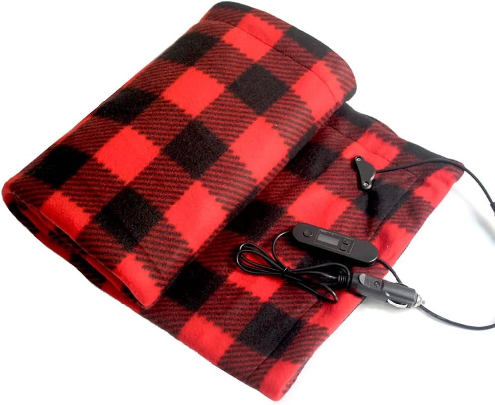 Akozon 12V fleece travel throw heated blanket, product photo