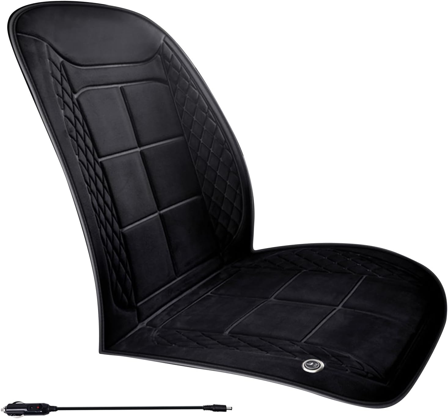 YSHHKEE 12V heated seat cover, black quilted, product photo