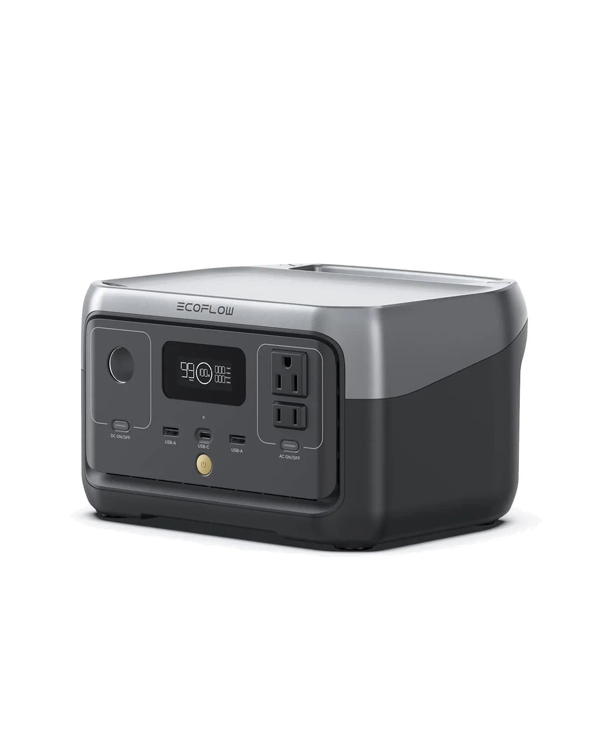 EcoFlow River 2 portable power station, front view with display