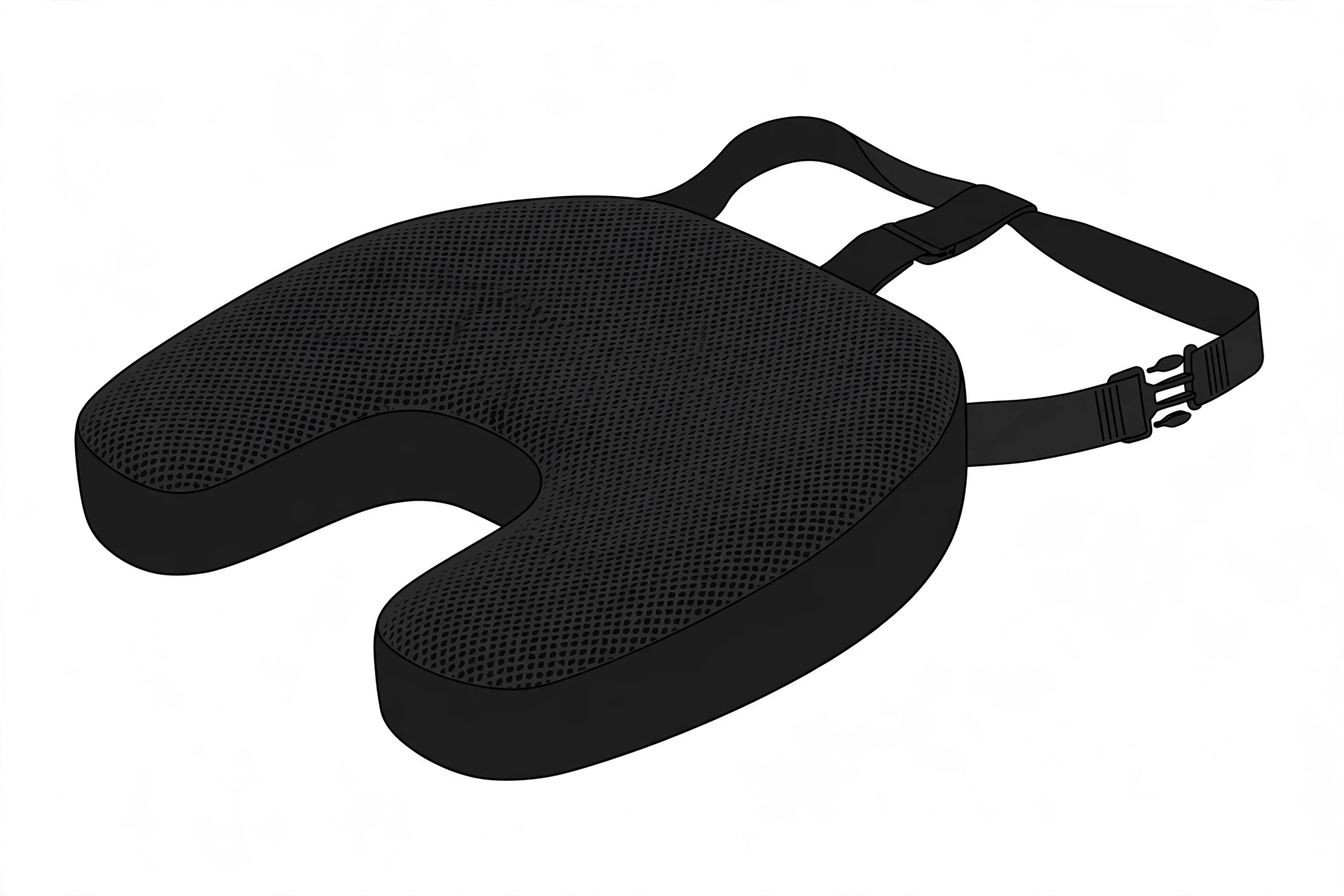 Mosxoed truck driver seat cushion — black memory foam with mesh cover and strap