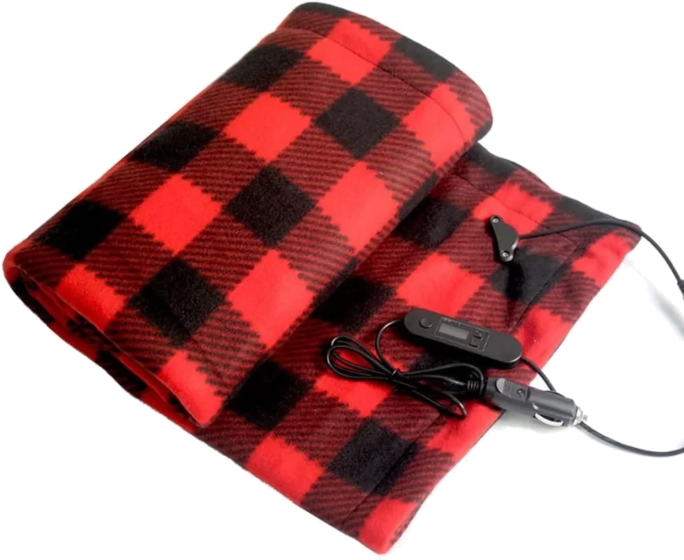 Akozon 12V fleece travel throw