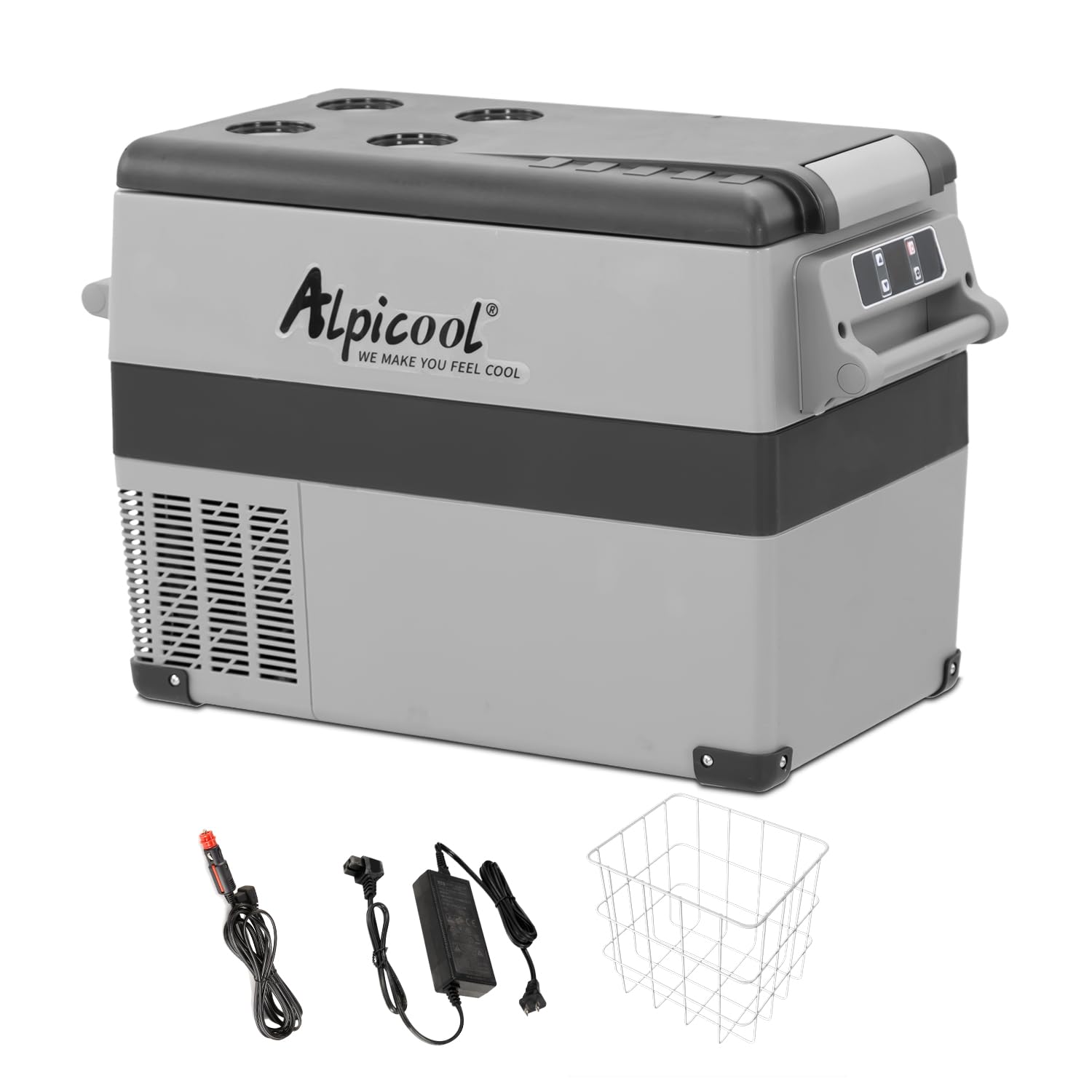 Alpicool CF45 45L portable fridge cooler, studio front view