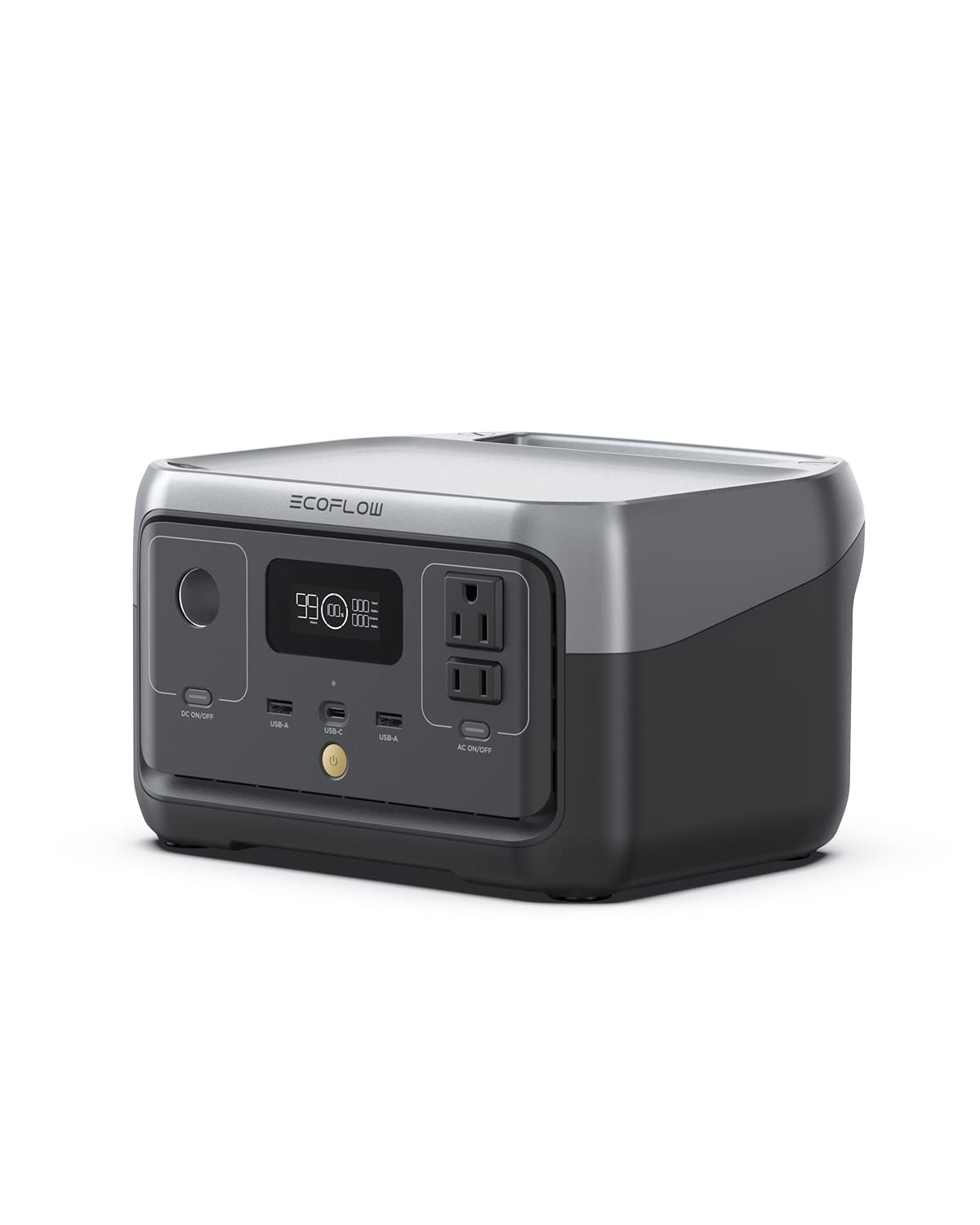 EcoFlow River 2 portable power station, front view with display