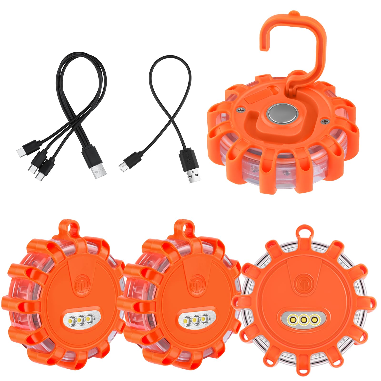 Tobfit LED road flares, four-pack, studio view